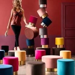 Hocker Cherry Bordeaux Brass Ø35cm -Bestes Möbelkollektions Geschäft 0520a67071e36b8e80bc0af59372225ac5ddb10b