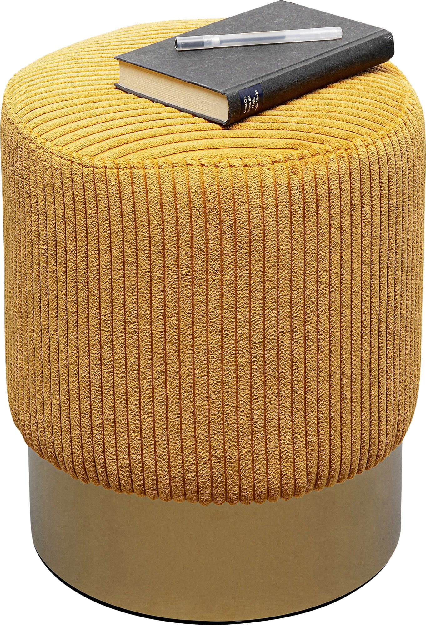 Hocker Cherry Gelb Cord Brass Ø35cm 4 Hocker Cherry Gelb Cord Brass Ø35cm – Bild 2