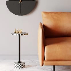 Beistelltisch Domero Chess Schwarz Weiß Ø25cm