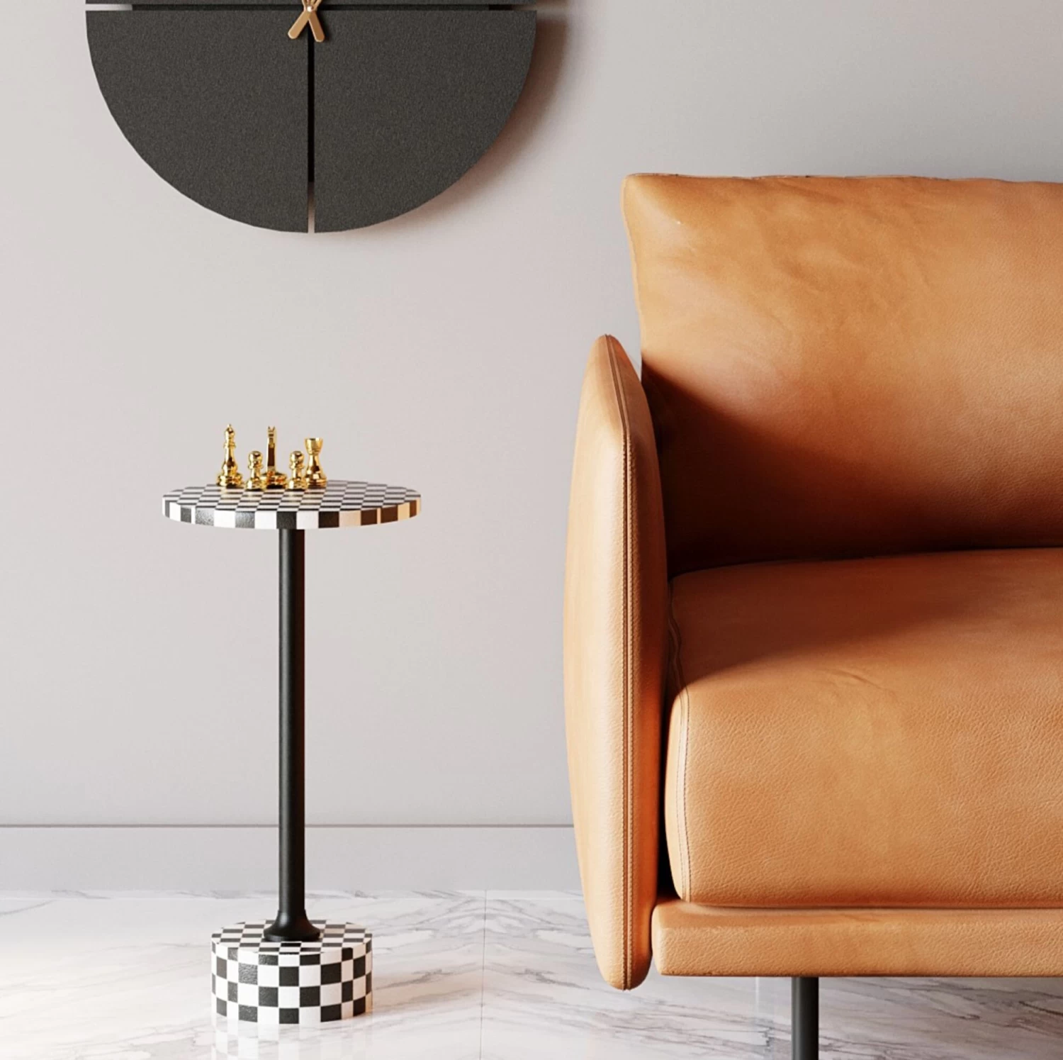 Beistelltisch Domero Chess Schwarz Weiß Ø25cm 3 Beistelltisch Domero Chess Schwarz Weiß Ø25cm
