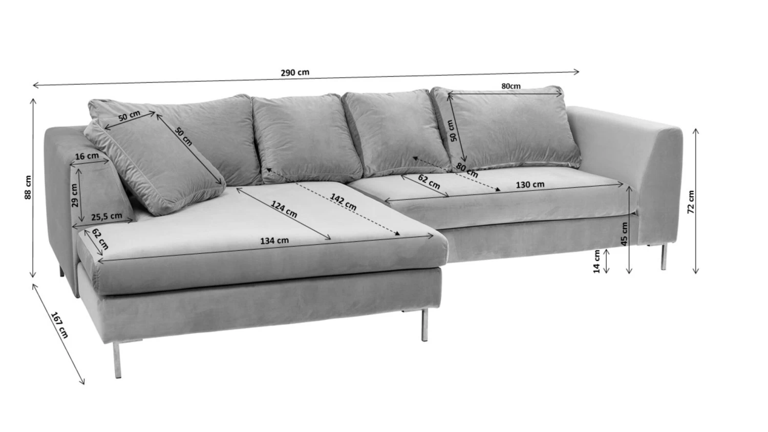 Ecksofa Gianni Velvet Grau Rechts Schwarz 13 Ecksofa Gianni Velvet Grau Rechts Schwarz – Bild 11