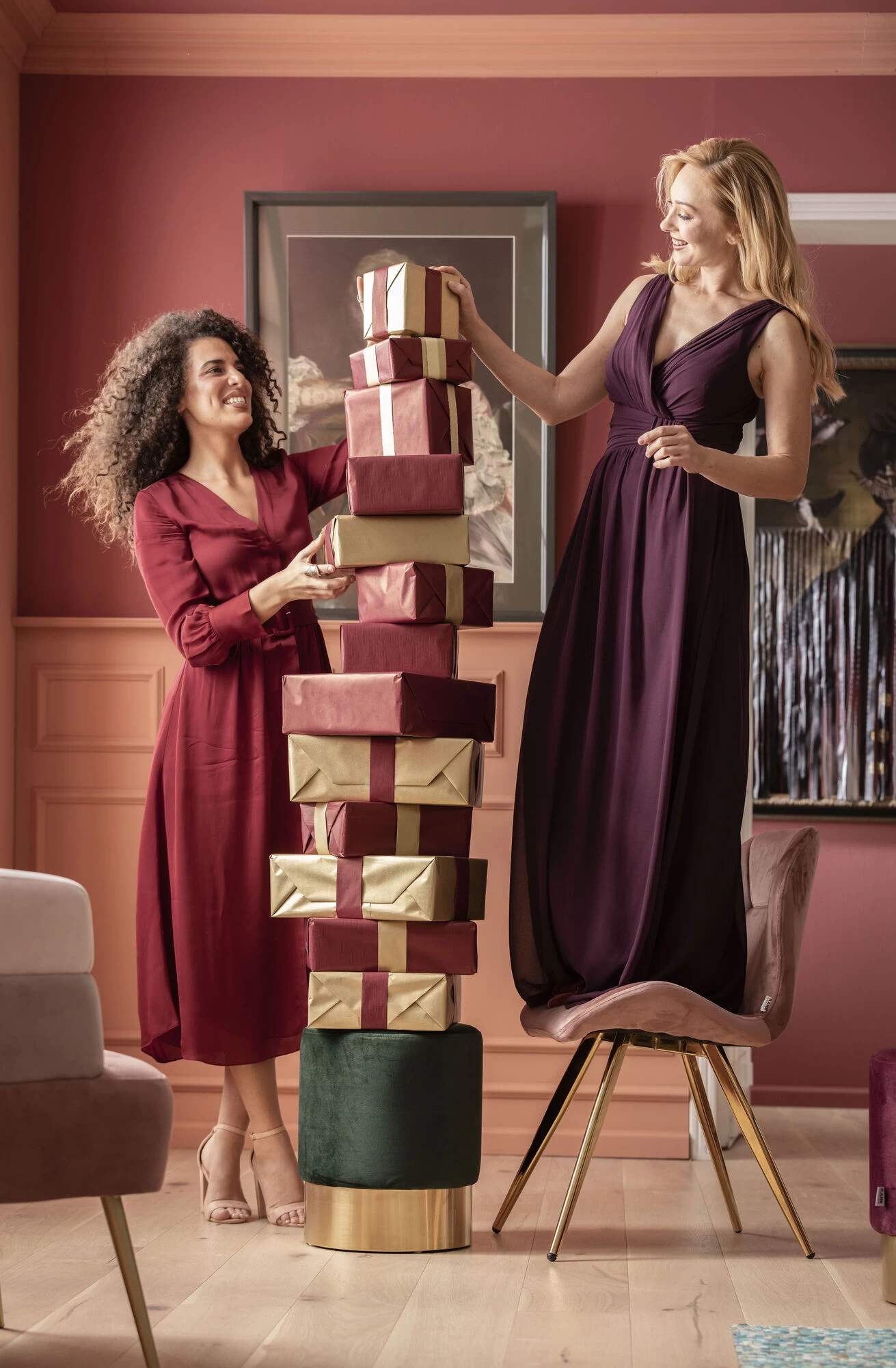 Hocker Cherry Dunkelgrün Brass Ø35cm 4 Hocker Cherry Dunkelgrün Brass Ø35cm – Bild 3