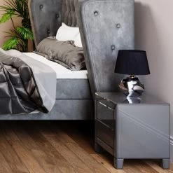 Kommode Klein Luxury Push 2 Schübe Grau