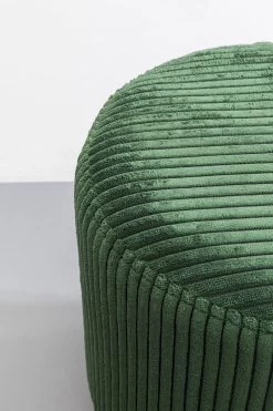 Hocker Cherry Dunkelgrün Cord Brass Ø35cm