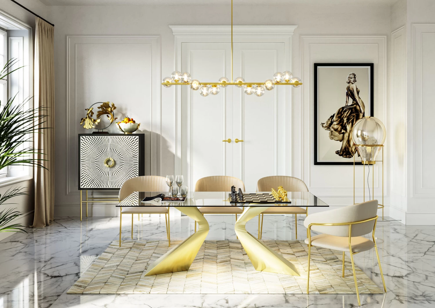 Armlehnstuhl Belle Velvet Creme (2/Set) 4 Armlehnstuhl Belle Velvet Creme (2/Set) – Bild 2