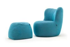 Rolf Benz Pouf 173 In Stoff 2062 Silbergrau