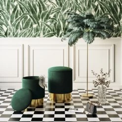 Hocker Cherry Storage Dunkelgrün Brass (2/Set)