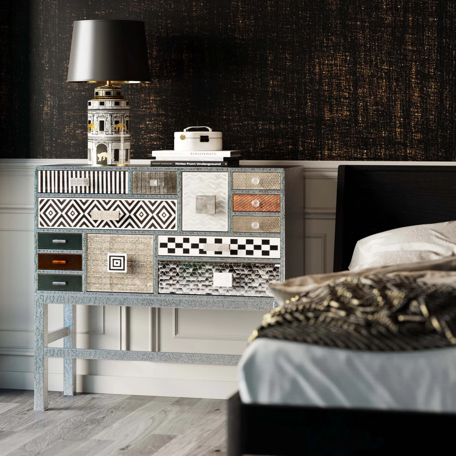 Hochkommode Chalet Silber 13 Schübe 4 Hochkommode Chalet Silber 13 Schübe – Bild 3