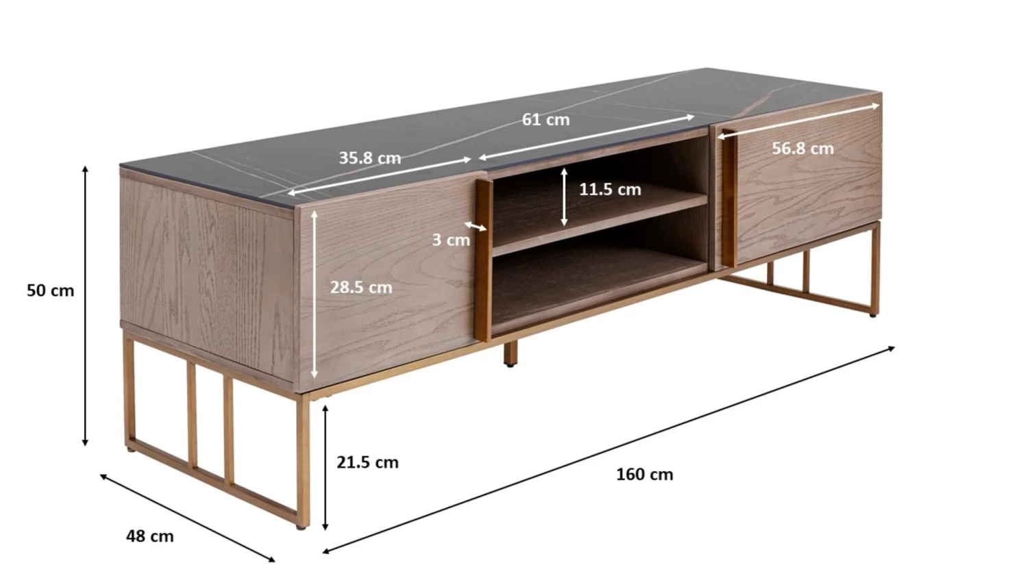 Lowboard Cesaro 160x50cm 16 Lowboard Cesaro 160x50cm – Bild 14