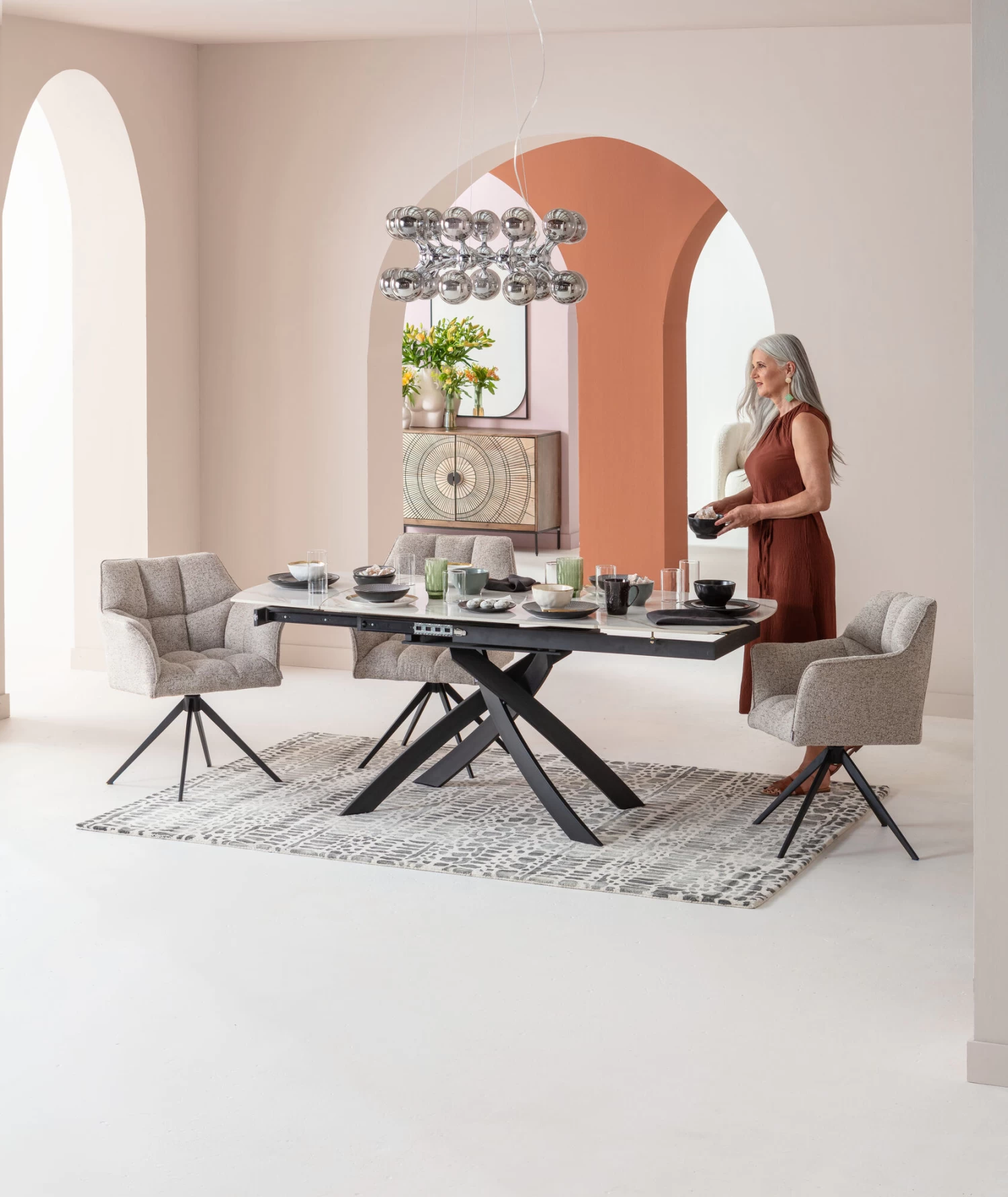 Ausziehtisch Twist Onyx 120(30+30)x90cm 4 Ausziehtisch Twist Onyx 120(30+30)x90cm – Bild 2