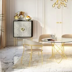 Armlehnstuhl Belle Velvet Creme (2/Set)