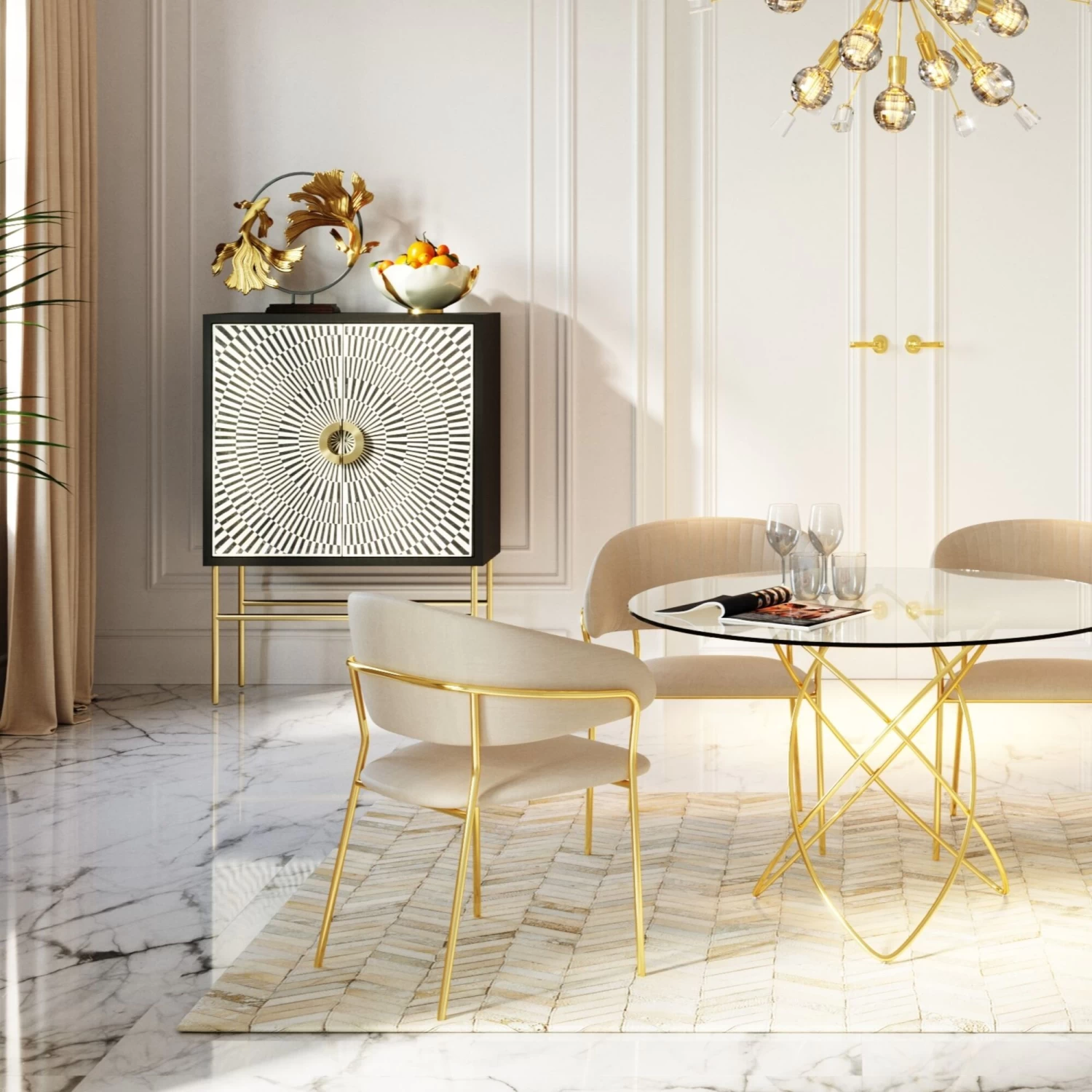 Armlehnstuhl Belle Velvet Creme (2/Set) 3 Armlehnstuhl Belle Velvet Creme (2/Set)