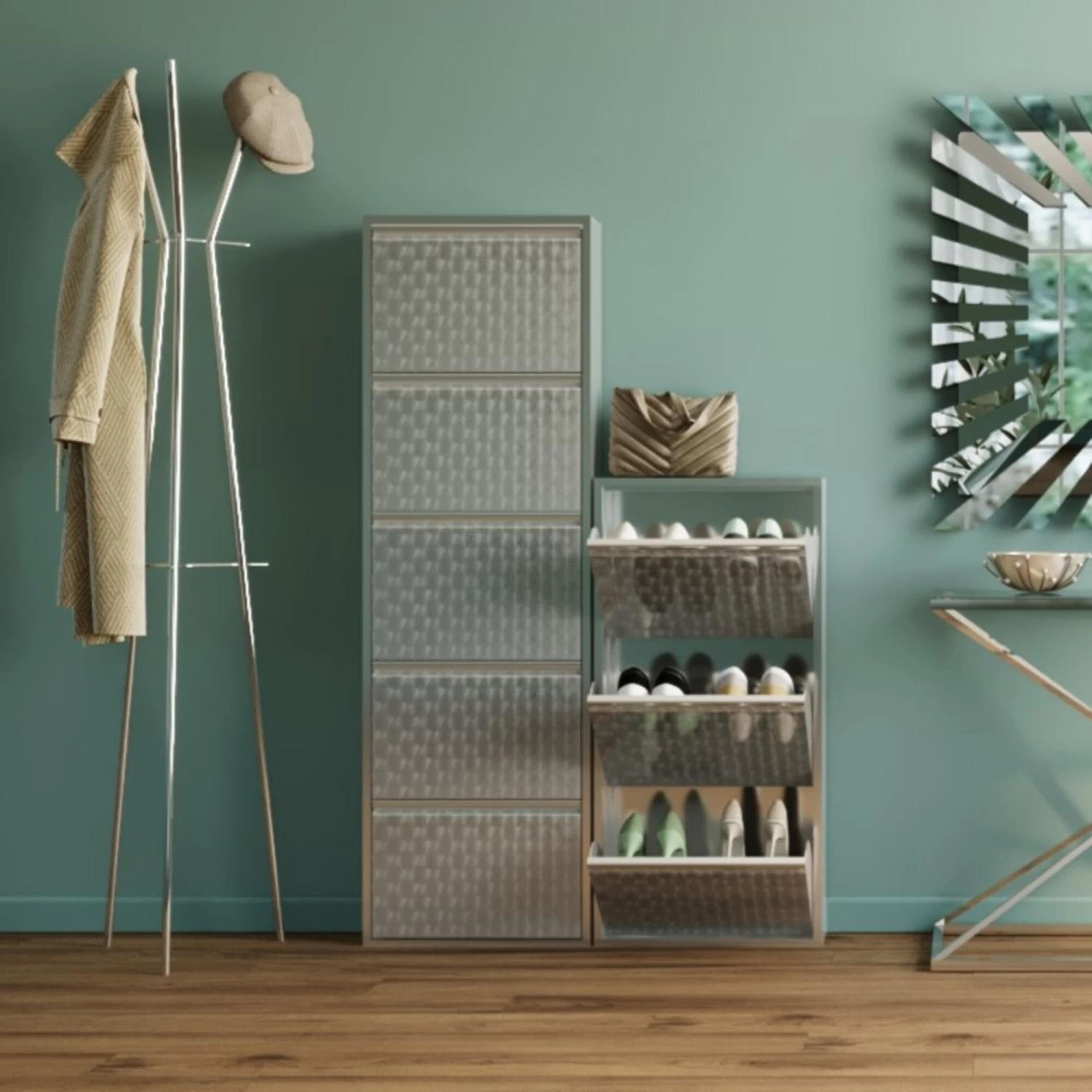 Schuhkipper Caruso 3-er Silber/geflext 3 Schuhkipper Caruso 3-er Silber/geflext