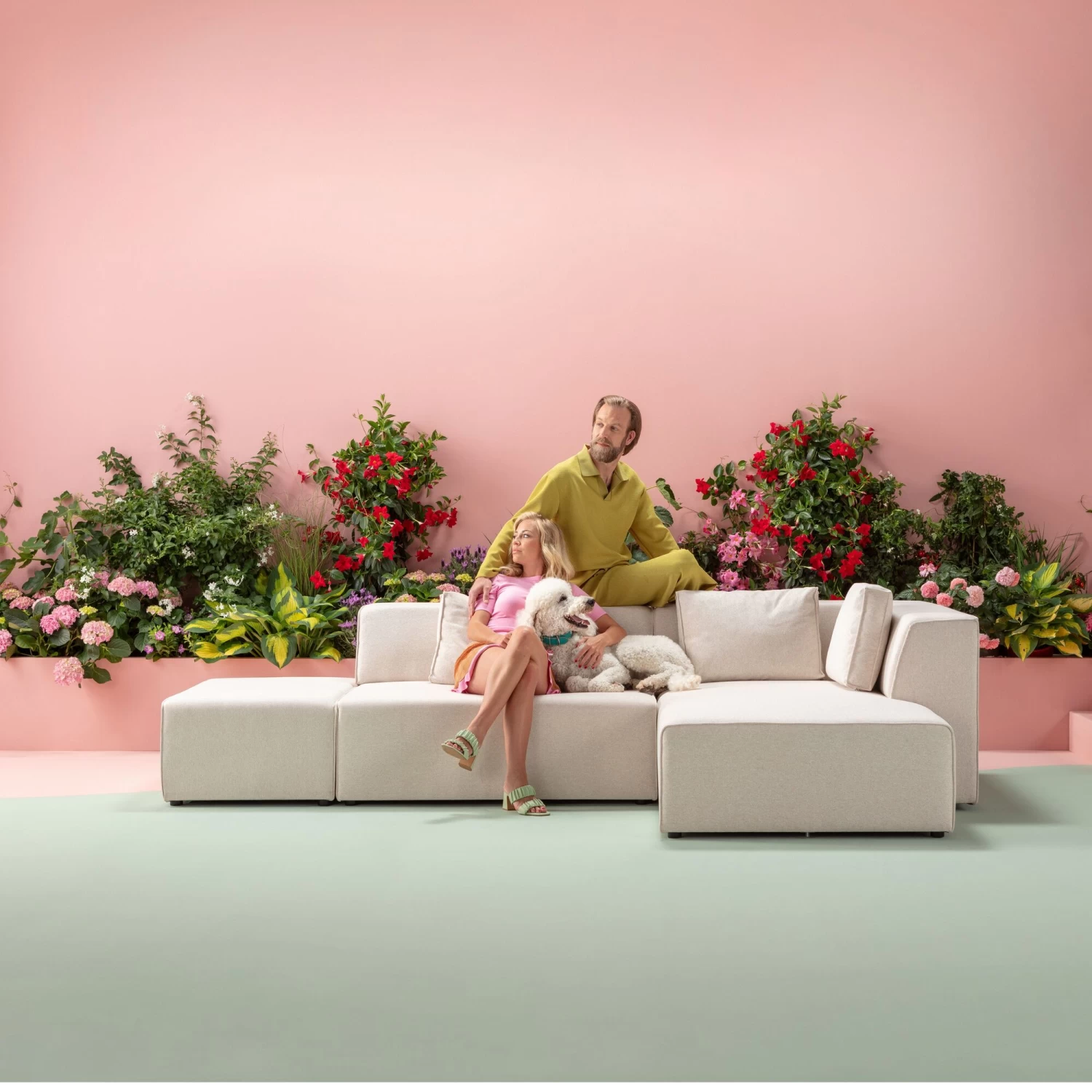 Ecksofa Infinity Ottomane Creme Links 4 Ecksofa Infinity Ottomane Creme Links – Bild 2