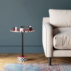 Beistelltisch Domero Checkers Rot Ø40cm
