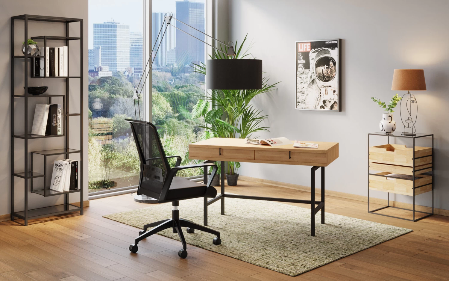 Regal Loft Schwarz 60x195cm 3 Regal Loft Schwarz 60x195cm