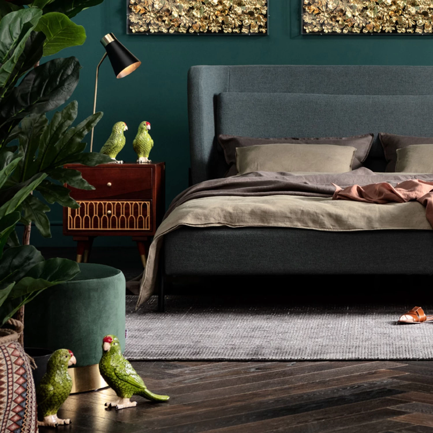 Hocker Cherry Dunkelgrün Brass Ø35cm 6 Hocker Cherry Dunkelgrün Brass Ø35cm – Bild 5