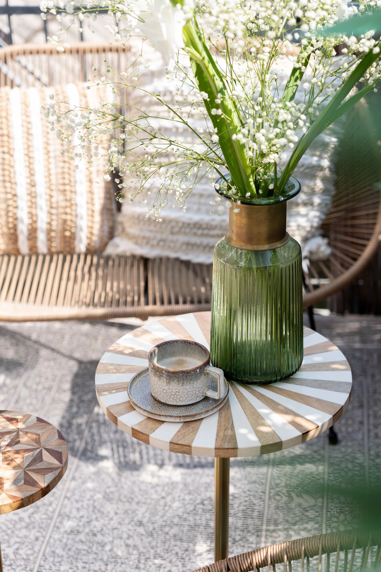 Beistelltisch Domero Cirque Gold Weiß Ø40cm 3 Beistelltisch Domero Cirque Gold Weiß Ø40cm