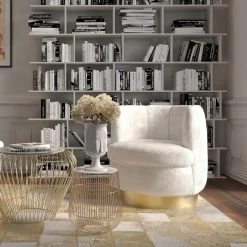 Beistelltisch Beam Weiß Marmor Brass Ø32cm