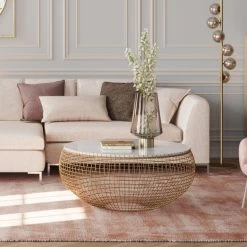 Couchtisch Cesta Marmor Gold Ø100cm