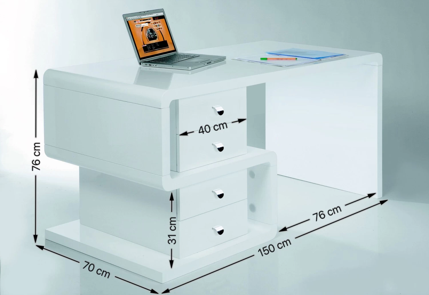 White Club Schreibtisch Snake 150x70cm 17 White Club Schreibtisch Snake 150x70cm – Bild 15