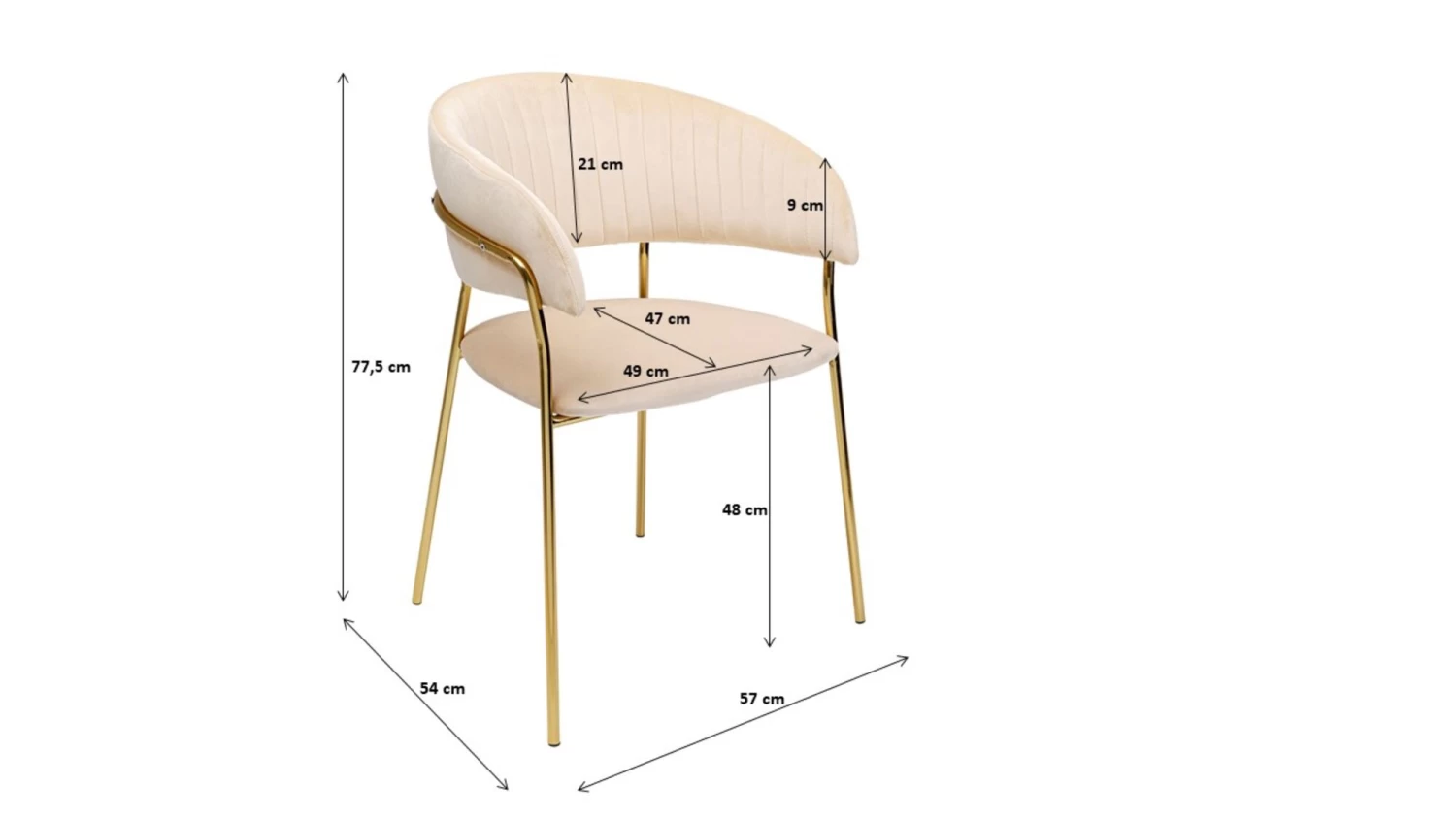 Armlehnstuhl Belle Velvet Creme (2/Set) 14 Armlehnstuhl Belle Velvet Creme (2/Set) – Bild 12