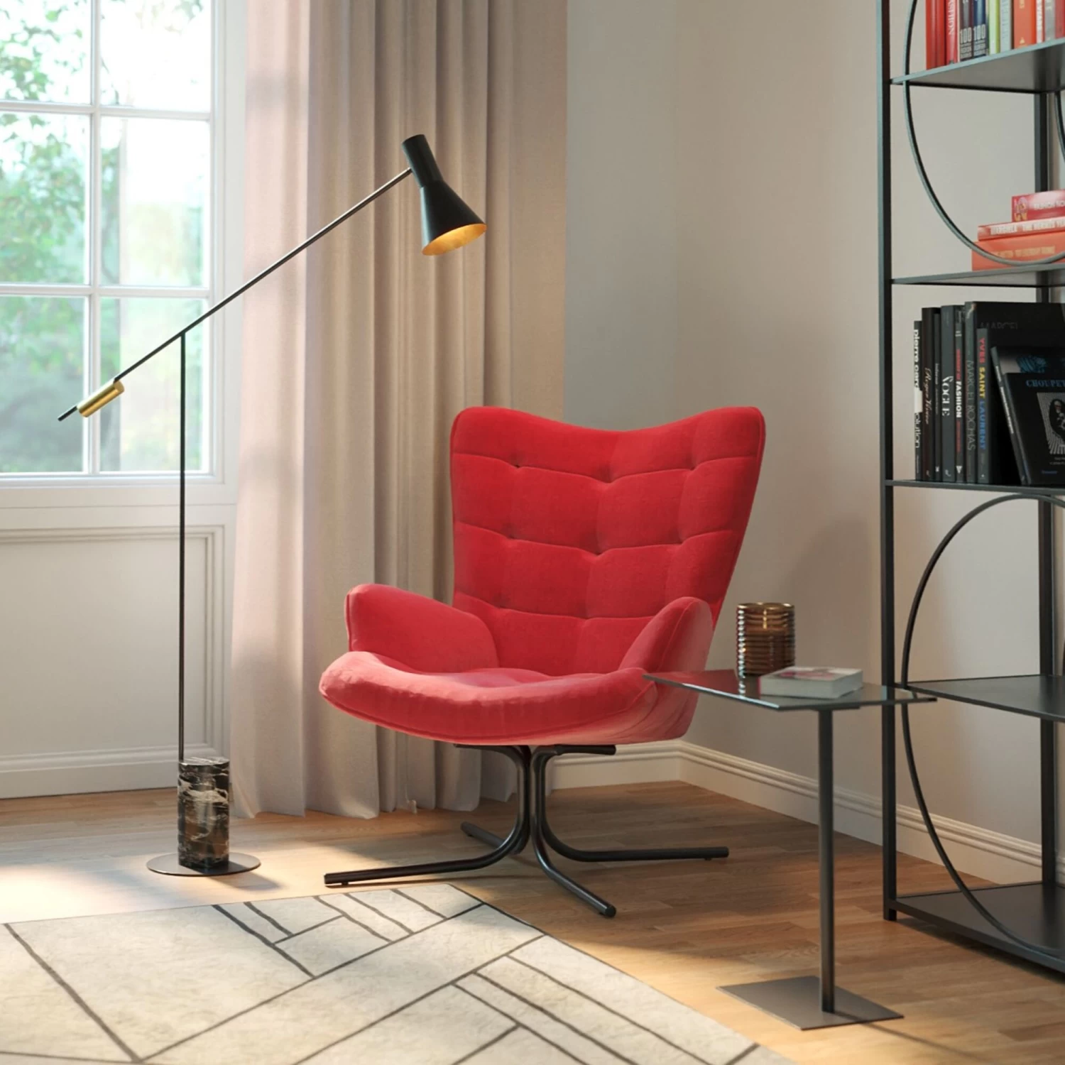 Drehsessel Oscar Velvet Rot 3 Drehsessel Oscar Velvet Rot