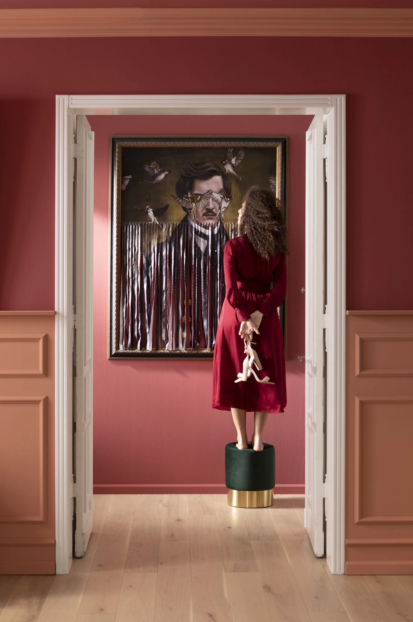 Hocker Cherry Dunkelgrün Brass Ø35cm 3 Hocker Cherry Dunkelgrün Brass Ø35cm – Bild 2