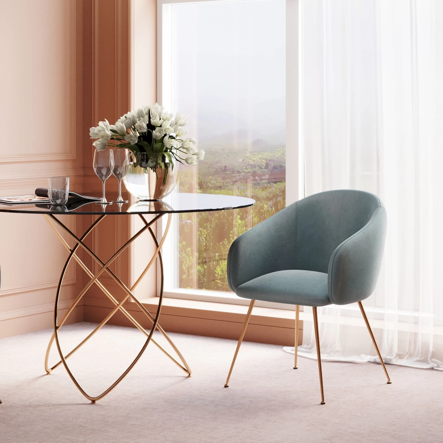 Armlehnstuhl Lorena Türkis 4 Armlehnstuhl Lorena Türkis – Bild 2